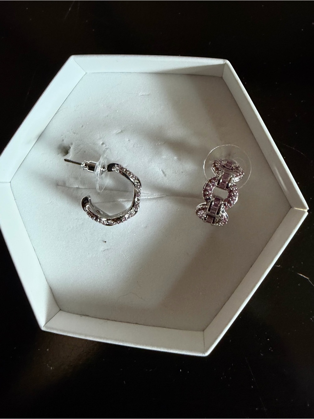 Rose Quartz on Rhodium Boops - Picture 3 of 3